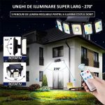 Lampa cu incarcare solara NEXTLY, 300 x LED, 5 capete rotative la 360° si inclinate la 180°, unghi iluminare 270°, senzor de miscare si lumina, 3 moduri de functionare, control din telecomanda, waterp - imagine 4