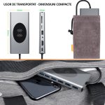 Hub USB-C 15 in 1 multifunctional, NEXTLY, adaptor multiport, incarcare wireless, 1 X HDMI, 1 X VGA, 4 X USB 2.0, 3 X USB 3.0, 1 X RJ45 Gigabit, 1 x USB-C PD100W, 1 X Jack 3.5mm, SD/TF, aluminiu - imagine 7