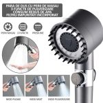 Para de dus cu filtru si 3 functii, NEXTLY, buton pentru oprire/pornire jet, presiune reglabila, economisire a apei, peri din silicon pentru masaj, gri - imagine 4