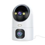 Camera dubla de supraveghere WiFi 5G, NEXTLY, pentru interior, rotatie 355°, inclinare 90°, detectare miscare si sunet, night-vision color, 5MP, suport card SD 64GB, buton apelare, functie urmarire pe