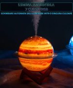 Umidificator de aer NEXTLY, cu difuzor aromaterapie forma de planeta Jupiter, iluminare ambientala RGB, pulverizare continua si intermitenta, capacitate 330ml - imagine 4