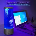 Lampa de veghe JellyFish cu iluminare ambientala LED RGB NEXTLY, 7 culori, 2 meduze plutitoare, silentios, alimentare USB sau baterii - imagine 4