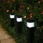 Set 2 lampi solare de exterior pentru gradina cu tarus, NEXTLY, iluminare ambientala, pentru decorarea gradinilor, curtilor, aleilor, lumina alba rece, 38x6 cm, patrate, negru - imagine 12