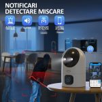 Camera dubla de supraveghere WiFi 5G, NEXTLY, pentru interior, rotatie 355°, inclinare 90°, detectare miscare si sunet, night-vision color, 5MP, suport card SD 64GB, buton apelare, functie urmarire pe - imagine 5