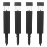 Set 4 lampi solare de exterior pentru gradina cu tarus, NEXTLY, iluminare ambientala, pentru decorarea gradinilor, curtilor, aleilor, lumina alba rece, 38x6 cm, patrate, negru