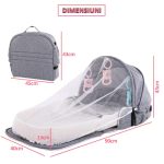 Patut portabil si pliabil pentru bebelusi tip geanta NEXTLY, parasolar detasabil, plasa anti-insecte, jucarii de agatat incluse, material detasabil si lavabil, bumbac respirabil - imagine 5