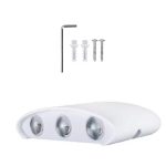 Aplica LED de perete, NEXTLY, 6 Leduri, lumina sus si jos, iluminat exterior si interior, 6W, 3000K, lumina calda, IP65, aluminiu, alb - imagine 3