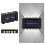 Set 2 x lampa decorativa cu incarcare solara NEXTLY, pentru perete/gard, senzor de lumina, 10 leduri, lumina rece, rezistenta la apa, negru - imagine 2