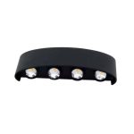 Aplica LED de perete, NEXTLY, 8 Leduri, lumina sus si jos, iluminat exterior si interior, 8W, 3000K, lumina calda, IP65, aluminiu, negru