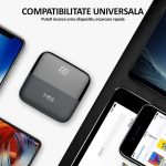 Mini baterie externa portabila, 10000mAh, NEXTLY, 8x8cm, incarcare rapida, 2.1A, powerbank, negru - imagine 8