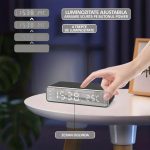 Ceas digital cu alarma si senzor de temperatura, NEXTLY, functie de incarcare wireless pentru telefon, compatibilitate universala, ecran tip oglinda, negru - imagine 8