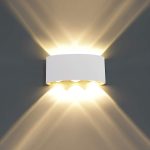 Aplica LED de perete, NEXTLY, 6 Leduri, lumina sus si jos, iluminat exterior si interior, 6W, 3000K, lumina calda, IP65, aluminiu, alb - imagine 12