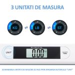 Cantar electronic digital pentru bebelusi, NEXTLY, 3 unitati de masura, functie tara, suprafata concava, capacitate maxima 20kg, precizie de cantarire 0.01kg, alb - imagine 2
