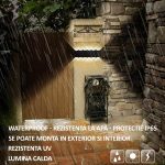Aplica LED de perete, NEXTLY, 12 Leduri, lumina sus si jos, iluminat exterior si interior, 12W, 3000K, lumina calda, IP65, aluminiu, negru - imagine 6