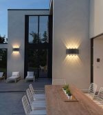 Aplica LED de perete, NEXTLY, 8 Leduri, lumina sus si jos, iluminat exterior si interior, 8W, 3000K, lumina calda, IP65, aluminiu, negru - imagine 14