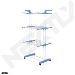 Uscator vertical pentru rufe si incaltaminte NEXTLY, 3 niveluri, suport umerase, pliabil, portabil, mobil, ergonomic, albastru - imagine 2
