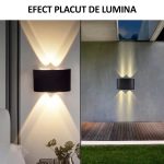 Aplica LED de perete, NEXTLY, 4 Leduri, lumina sus si jos, iluminat exterior si interior, 4W, 3000K, lumina calda, IP65, aluminiu, negru - imagine 9