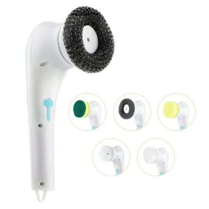 Perie electrica multifunctionala NEXTLY, curatare universala, 5 capete interschimbabile, rotatie 360°, waterproof, alb