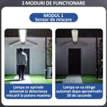 Set 2 lampi cu incarcare solara 54 x LED COB, NEXTLY, senzor de miscare si lumina, 3 moduri de functionare, telecomanda inclusa, rezistenta la apa, pentru exterior, negru - imagine 8