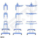 Uscator vertical pentru rufe si incaltaminte NEXTLY, 3 niveluri, suport umerase, pliabil, portabil, mobil, ergonomic, albastru - imagine 5