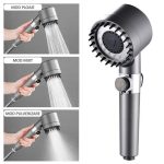 Para de dus cu filtru si 3 functii, NEXTLY, buton pentru oprire/pornire jet, presiune reglabila, economisire a apei, peri din silicon pentru masaj, gri - imagine 6