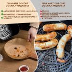 Set 200 de bucati hartie de copt NEXTLY pentru Air Fryer, cuptor cu microunde, friteuza, unica folosinta, 20x4.5 cm, rezistente la caldura 220°C, rotunde, maro - imagine 7