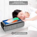 Ceas digital cu alarma si senzor de temperatura, NEXTLY, functie de incarcare wireless pentru telefon, compatibilitate universala, ecran tip oglinda, negru - imagine 7