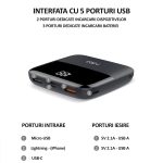 Mini baterie externa portabila, 10000mAh, NEXTLY, 8x8cm, incarcare rapida, 2.1A, powerbank, negru - imagine 13