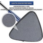 Set 3 rezerve pentru mop triunghiular NEXTLY, lavete din microfibra, reutilizabile, absorbtie buna, utilizare umeda si uscata, 26x26x26cmm gri - imagine 3