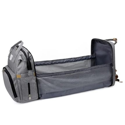 Geanta-Rucsac tip patut extensibil pentru copii, NEXTLY, multifunctional, impermeabil, buzunare multiple, atasare la carucior, unisex, gri