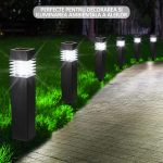 Set 4 lampi solare de exterior pentru gradina cu tarus, NEXTLY, iluminare ambientala, pentru decorarea gradinilor, curtilor, aleilor, lumina alba rece, 38x6 cm, patrate, negru - imagine 3