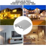 Aplica LED de perete, NEXTLY, 2 Leduri, lumina sus si jos, iluminat exterior si interior, 2W, 3000K, lumina calda, IP65, aluminiu, alb - imagine 8