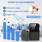 Sonerie wireless cu camera video, NEXTLY, rezolutie video HD 720p, vedere nocturna, microfon bidirectional, apel vocal si video, control prin aplicatie, 19 melodii, autonomie mare, distanta 30-50M int - imagine 2
