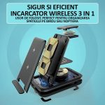 Incarcator wireless pliabil 3 in 1, NEXTLY, Fast Charge 15W, pentru telefon, apple watch, airpods, lumina ambientala LED, negru - imagine 9