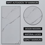 Set 10 x tapet autoadeziv imitatie marmura NEXTLY, waterproof, ajustabil, adeziv puternic, usor de montat, suprafata acoperire 1.8 mp, 30x60 cm, 2mm grosime gri/alb PD906 - imagine 2