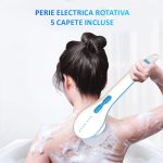 Perie baie rotativa, electrica NEXTLY, pentru curatare, exfoliere, masaj, 5 capete interschimbabile, 2 trepte de viteze, multifunctionala - imagine 5