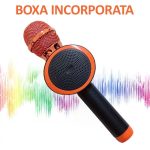 Microfon wireless pentru karaoke, NEXTLY, boxa bluetooth incorporata, efecte de schimbare a vocii, redare muzica, usb, card sd, mufa jack 3.5mm, incarcare micro-usb, negru-portocaliu, v11 - imagine 2