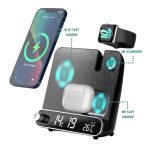 Incarcator wireless 3 in 1, incarcare rapida, NEXTLY, pentru telefon, AirPods, iWatch, afisaj digital, ceas, termometru, alarma, 15W, negru - imagine 2