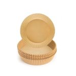 Set 200 de bucati hartie de copt NEXTLY pentru Air Fryer, cuptor cu microunde, friteuza, unica folosinta, 20x4.5 cm, rezistente la caldura 220°C, rotunde, maro