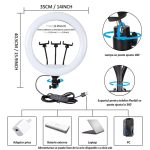 Lampa circulara profesionala RING LIGHT LED, NEXTLY, diametru 35cm, 14inch, lumina calda/rece/neutra, 10 trepte de lumina, telecomanda pe fir, 3 suporturi telefon, trepied 210cm - imagine 3