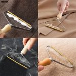 Perie pentru curatare scame si par de animale NEXTLY, reutilizabila, ergonomica, maner lemn, lama cupru - imagine 6