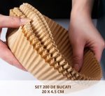 Set 200 de bucati hartie de copt NEXTLY pentru Air Fryer, cuptor cu microunde, friteuza, unica folosinta, 20x4.5 cm, rezistente la caldura 220°C, rotunde, maro - imagine 13