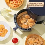 Set 100 de bucati hartie de copt NEXTLY pentru Air Fryer, cuptor cu microunde, friteuza, unica folosinta, 20x4.5 cm, rezistente la caldura 220°C, rotunde, maro - imagine 10