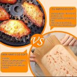 Set 100 de bucati hartie de copt NEXTLY pentru Air Fryer, cuptor cu microunde, friteuza, cuptor, de unica folosinta, non-toxice, 22x14x4.5 cm, rezistente la caldura 220°C, dreptunghiulare, crem - imagine 5