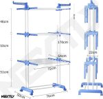 Uscator vertical pentru rufe si incaltaminte NEXTLY, 3 niveluri, suport umerase, pliabil, portabil, mobil, ergonomic, albastru - imagine 6