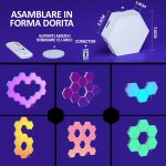 Set 10 lampi RGB hexagonale modulare de perete, NEXTLY, control prin aplicatie, telecomanda, moduri multiple, sincronizare muzicala, microfon, timer, luminozitate ajustabila - imagine 7