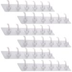 Set 6 x cuier autoadeziv cu 6 agatatori NEXTLY, pentru baie/hol/bucatarie, adeziv puternic, ajustabil, waterproof, transparent
