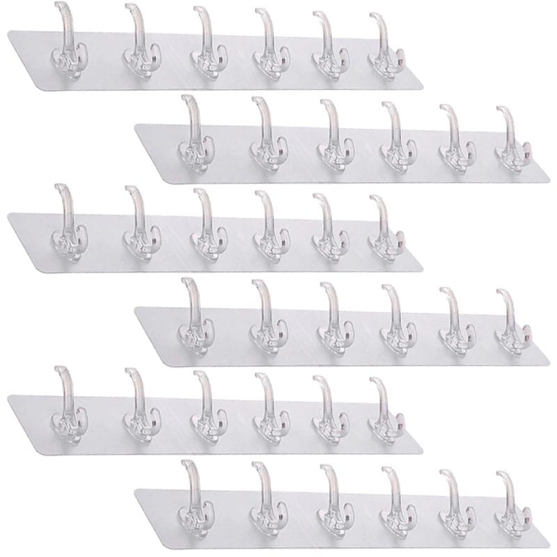 eccea7b8cc4554e7d238ae8a04b26e4c-1.jpg Set 6 x cuier autoadeziv cu 6 agatatori NEXTLY, pentru baie/hol/bucatarie, adeziv puternic, ajustabil, waterproof, transparent - imagine 1