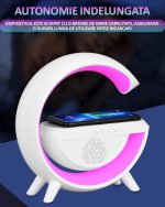 Lampa decorativa multifunctionala cu incarcare wireless 10W, boxa bluetooth, Radio FM NEXTLY, functie preluare/respingere/inchidere apeluri, lumina ambientala multicolora, jocuri de lumini, incarcare - imagine 8