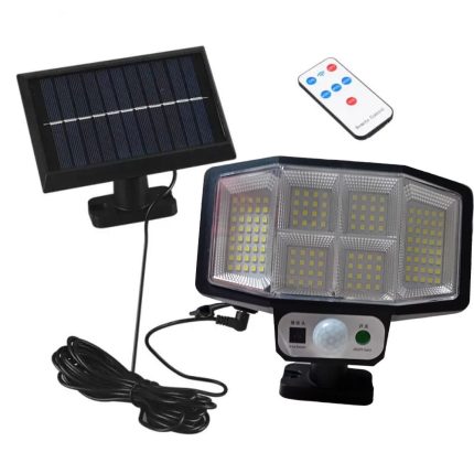 Lampa cu incarcare solara, 144 x LED SMD, NEXTLY, cu senzor de miscare si lumina, 3 moduri de functionare, acumulator 2400mAh, panou solar separat, telecomanda